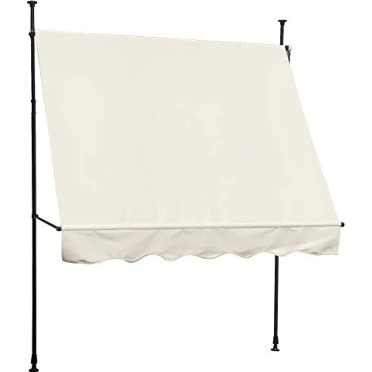 SVITA Klemmmarkise Balkonmarkise Sonnenschutz Markise Handkurbel ohne Bohren 300x120 cm (BxT) Beige, Wetter- und UV-beständig, höhenverstellbare Teleskop-Stangen