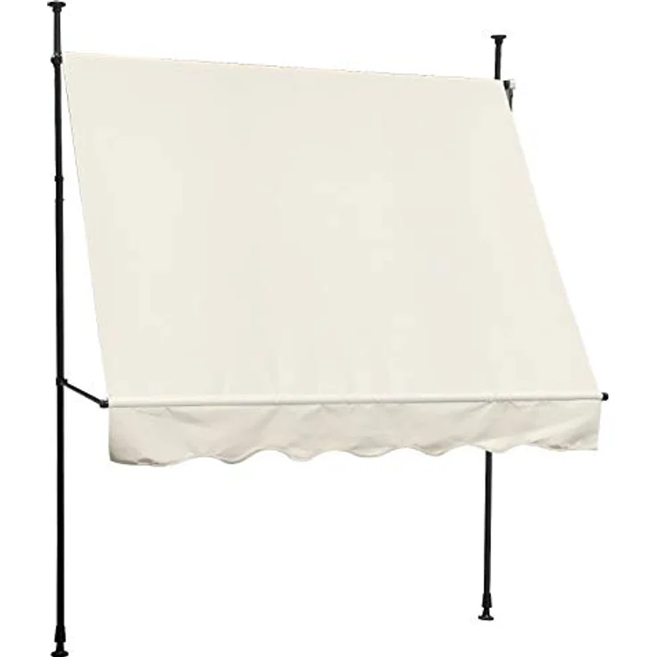 SVITA Klemmmarkise Balkonmarkise Sonnenschutz Markise Handkurbel ohne Bohren 300x120 cm (BxT) Beige, Wetter- und UV-beständig, höhenverstellbare Teleskop-Stangen – Bild 1
