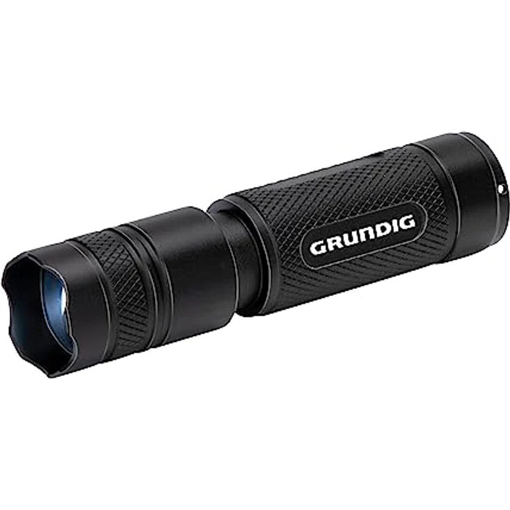 GRUNDIG LED Taschenlampe 400 Lumen - 10W - 200M Reichweite - 3 Leuchtmodi: Hoch, Niedrig, Pulsierend - Schwarz/Orange – Bild 1