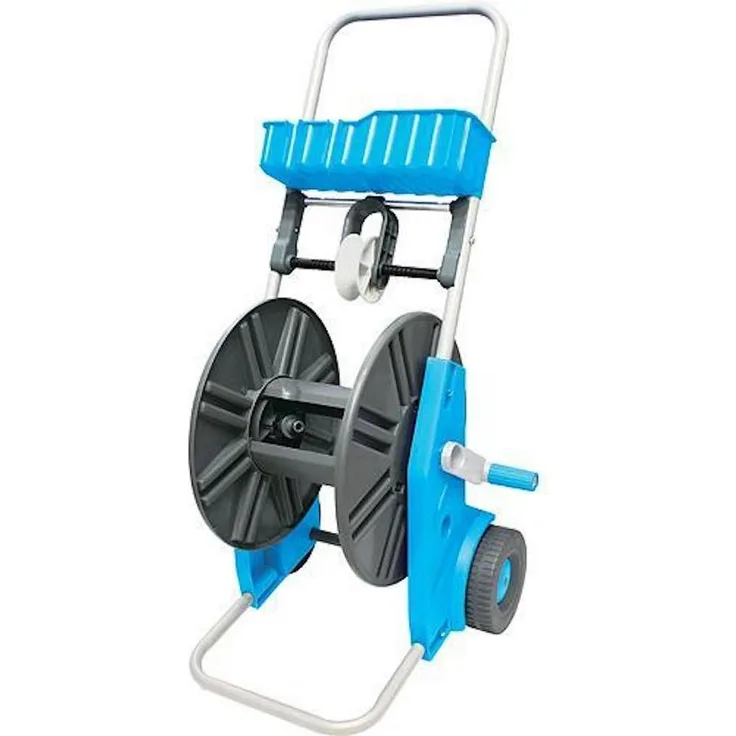 PROREGAL® Bewässerungssystem Schlauchtrommel 1/2"L-50m, 3/4" L-30m, einfach zu montieren, mit Düse und Schlauchkerben