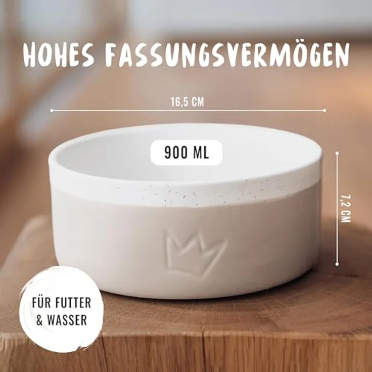 Rudelkönig Hundenapf Keramik 900ml 2er Set - Handgefertigter, rutschfester Futternapf mit lebensmittelechter Glasur, ideal für große und kleine Hunde – Bild 2