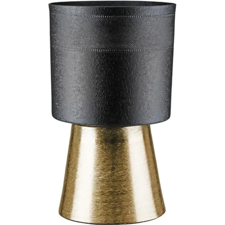 Casablanca Übertopf Nama, Zylindrisch aus Aluminium, craqueliert schwarz, 34 cm hoch, Ø 22 cm, wasserdicht für Innenräume