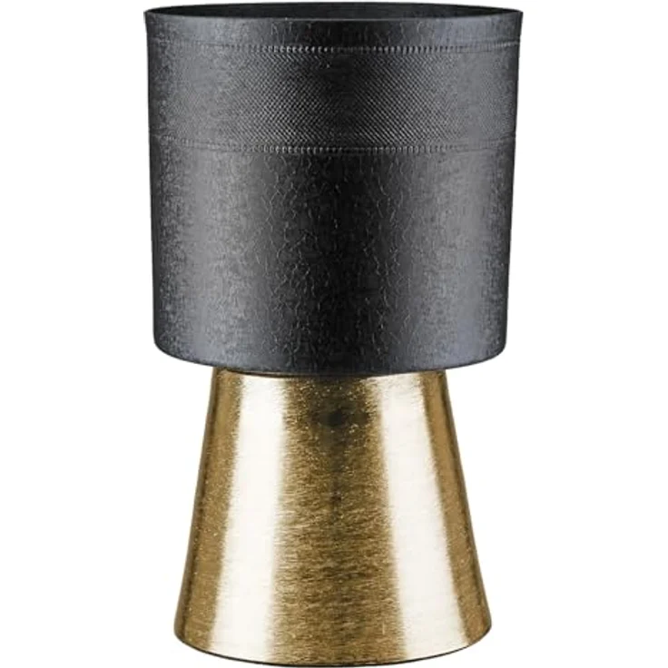 Casablanca Übertopf Nama, Zylindrisch aus Aluminium, Craqueliert schwarz, Höhe 29 cm x Ø 18 cm, Wasserdicht für Innenräume – Bild 1
