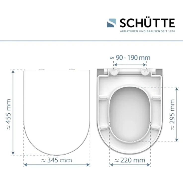 Schütte WC-Sitz Duroplast D-Form, mit Absenkautomatik und Schnellverschluss, weiß – Bild 2