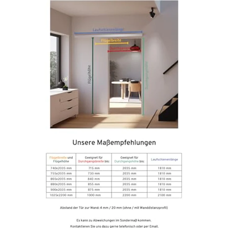 inova Glasschiebetür Komplettset 755x2035 mm, Loft Schiebetür aus schwarzem Sicherheitsglas mit Aluminium-Profil und 2-seitigem Softclose – Bild 5
