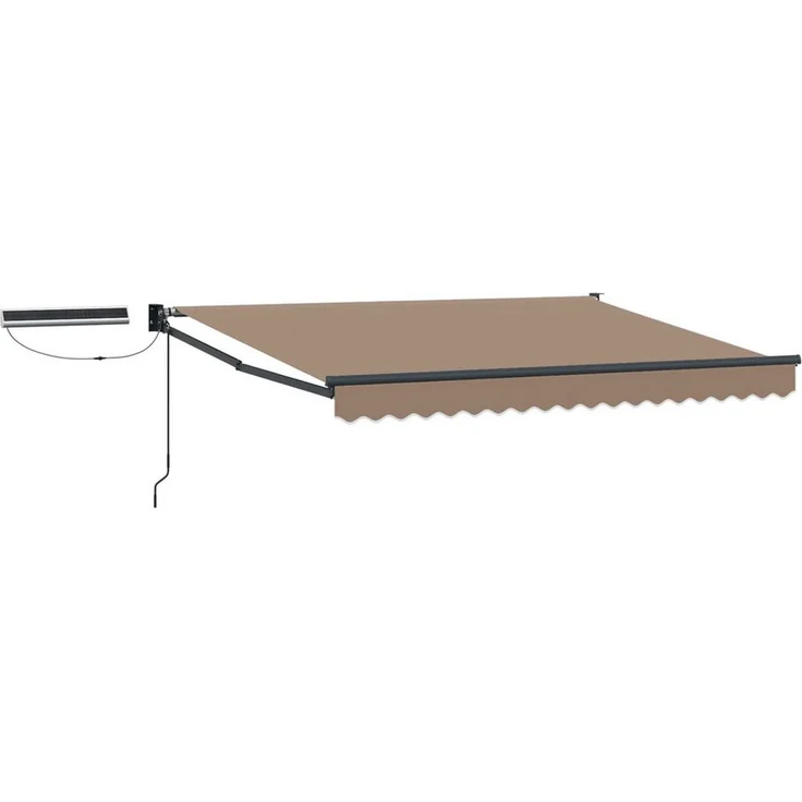 vidaXL Elektrische ausziehbare Markise, taupe, mit Solarpanel und Fernbedienung, Aluminium-Gestell
