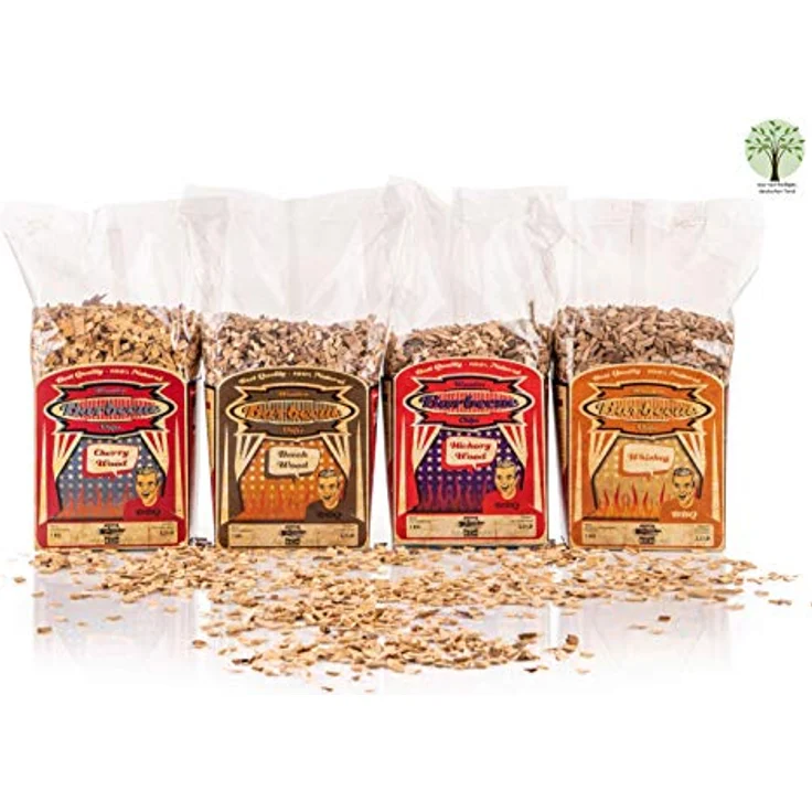 Axtschlag Räucherchips XXL 4er Set BBQ Favorites Wood Chips Buche, Hickory, Kirsche, Whiskey zum Grillen, Smoken, Räuchern für alle Grills 4 x 1000 g – Bild 2