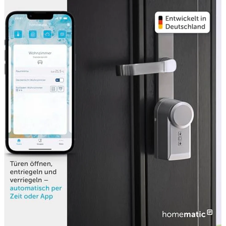 Homematic IP Smart Home Türschlossantrieb, silber, elektronisches nachrüstbares Türschloss mit App-Steuerung, Alexa & Google Assistant, 160556A0 – Bild 2