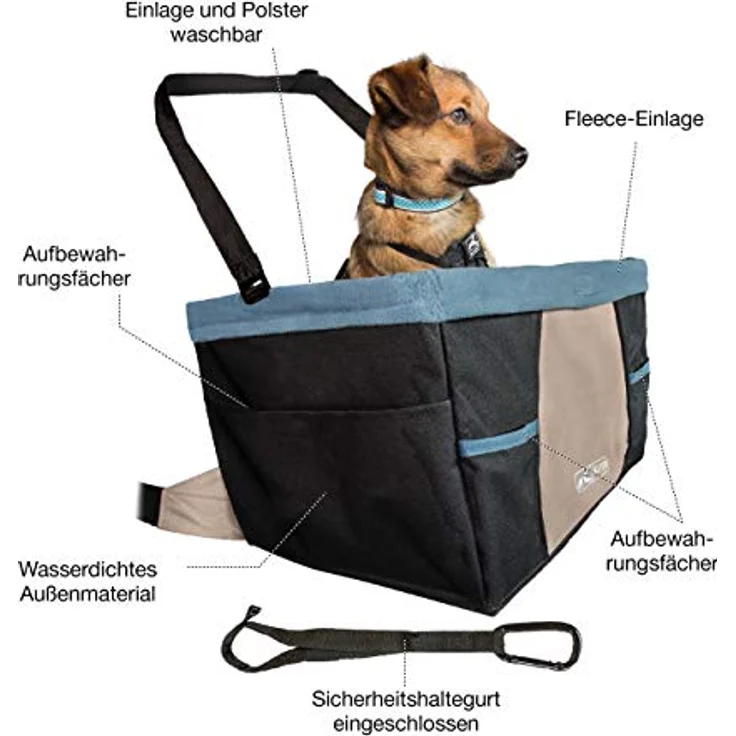 Kurgo Rover Hunde-Autositz, Inklusive Autogurt, Einfache Montage, Für Hunde bis zu 9 kg empfohlen, Schwarz/Blau – Bild 2