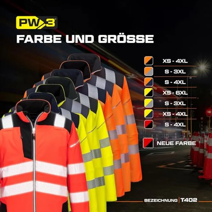 Portwest PW3 Warnschutz-Softshelljacke, 4XL, Orange/Schwarz, atmungsaktiv, wasserabweisend, mit HiVisTex Pro Reflektionsband – Bild 4