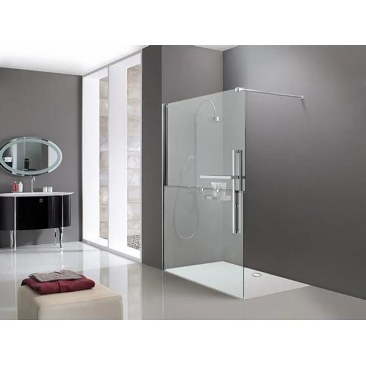 Hüppe Duplo pure Walk-In Duschkabine, 1teilige 4-Eck Seitenwand, Breite 140 cm, linksseitige Montierung, 8 mm Einscheiben-Sicherheitsglas, bodengleiche Installation möglich
