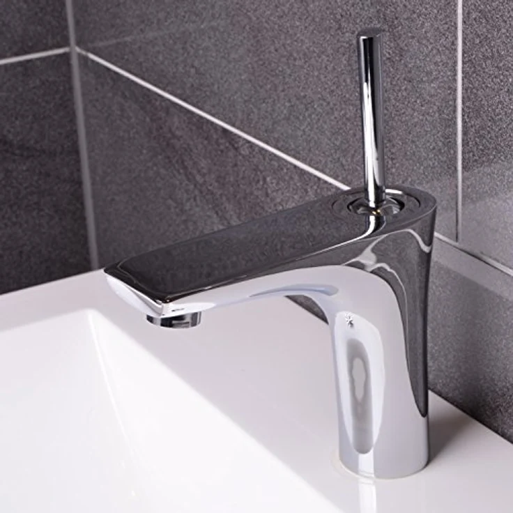 AQUADE Waschtischarmatur Chrom, Einhebelmischer mit geschwungenem Design, massivem Messing und präziser Temperaturregulierung – Bild 4