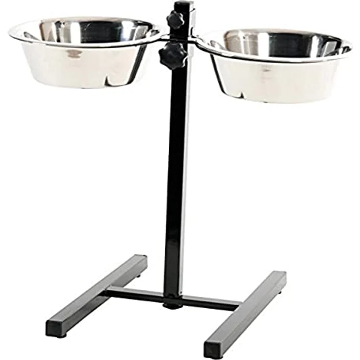 Zolux Verstellbare Halterung mit 2 Schalen aus Edelstahl für Hunde Durchmesser 24,5 cm Fassungsvermögen 2,75 l – Bild 1