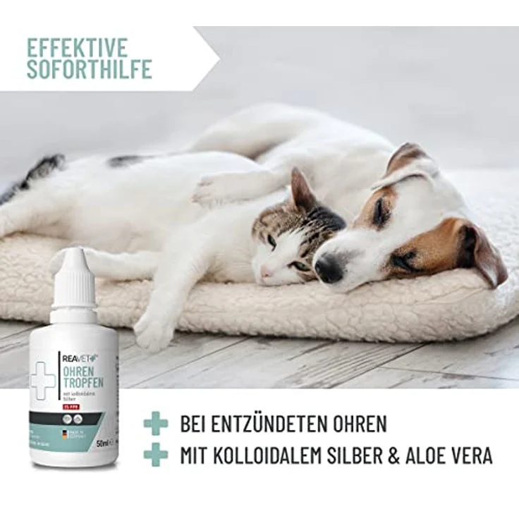 ReaVET TESTURTEIL SEHR GUT 09/23 Ohrentropfen mit kolloidalem Silber 50ml I 25ppm I Für Hunde und Katzen I Bei Ohrentzündungen, Juckreiz und Irritationen, Ohrenpflege, Ohrenhygiene, Gesunde Ohren – Bild 4