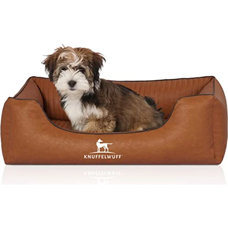 Knuffelwuff Orthopädisches Hundebett Hundesofa Hundekissen Hundekorb Chesapeake aus Laser gestepptem marmoriertem Kunstleder M-L 85 x 63cm Rusty – Bild 1