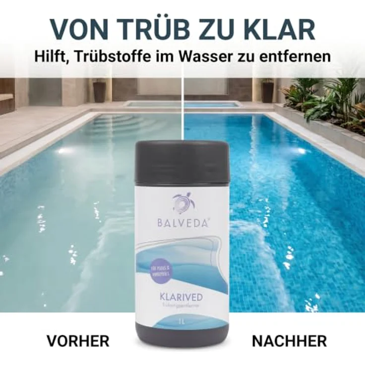 BALVEDA KLARIVED Trübungsentferner, pH-neutrales Mittel zur Langzeitbehandlung für kristallklares Wasser, 3x 1 L – Bild 3