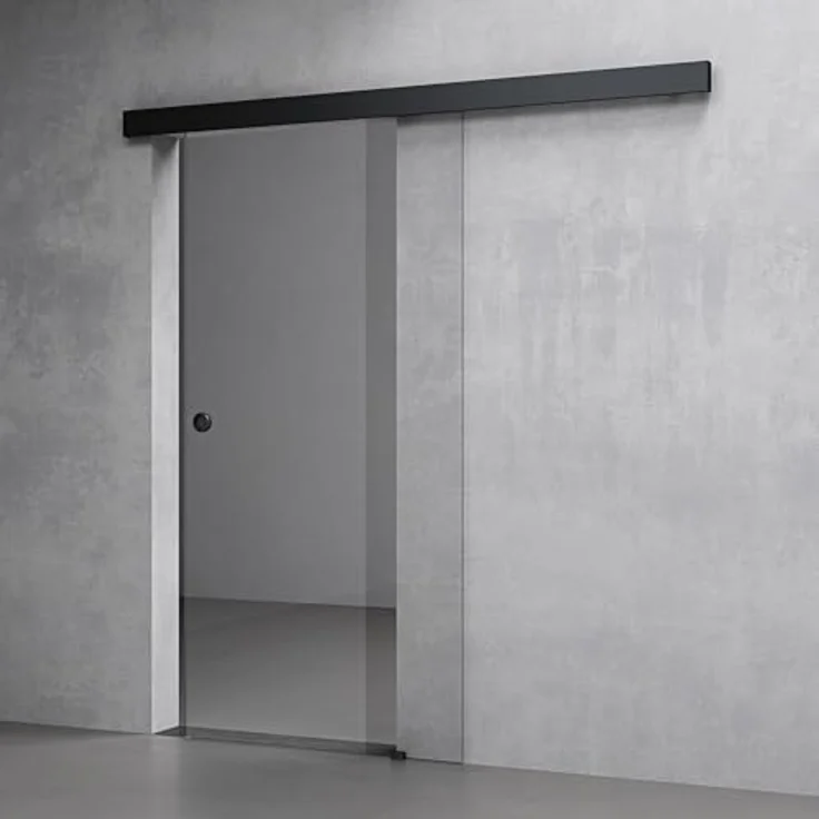 Mai & Mai Glasschiebetür Amalfi Schwarz Klarglas, Softclose, Muschelgriff, BxH: 90x205cm, 8mm ESG-Sicherheitsglas – Bild 1