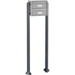 Burg Wächter Briefkastenanlage Doppelbriefkasten 2 Parteien Edelstahl freistehend, anthrazit