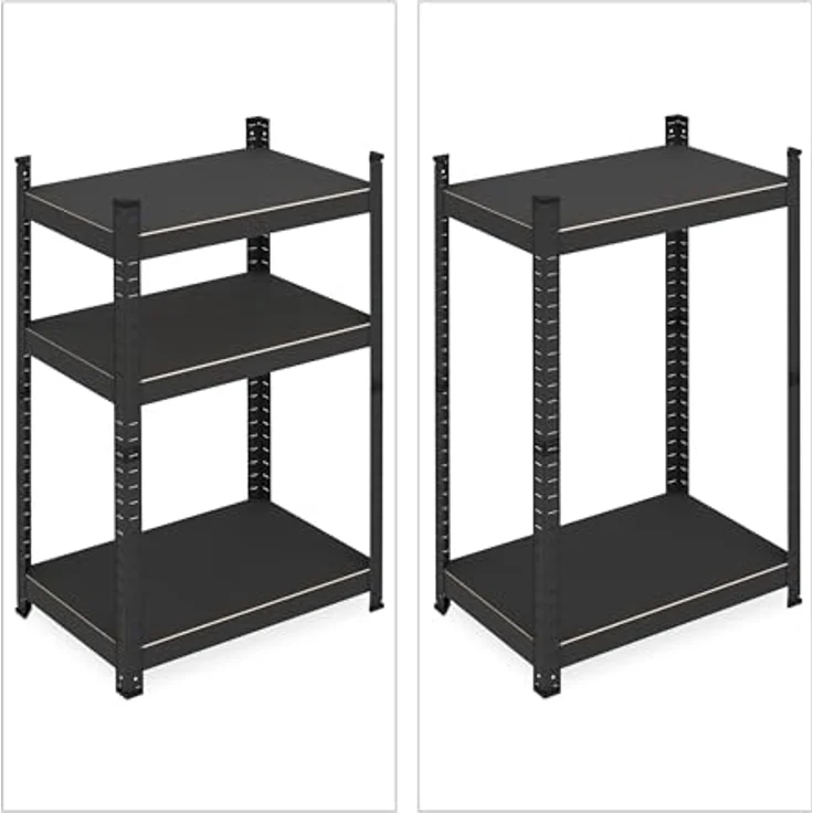 relaxdays Schwerlastregal mit 3 Ebenen, Stahlregal für Keller und Garage, 750 kg Traglast, Schwarz – Bild 6
