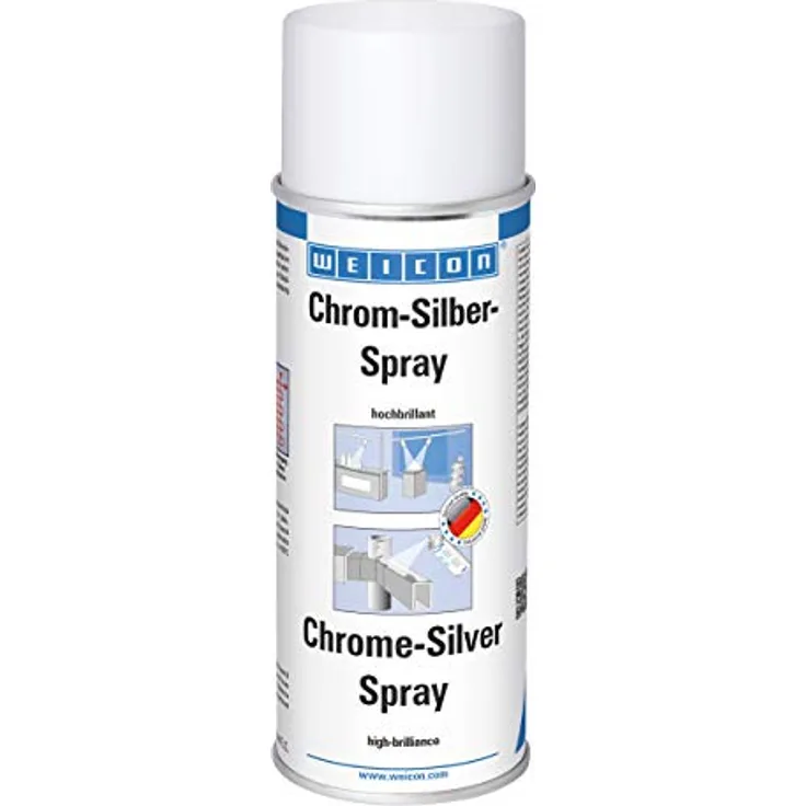 WEICON Chrom-Silber-Spray, hochbrillante Oberflächenbeschichtung, 400 ml für effektvolle Dekorationsarbeiten und optische Aufwertung