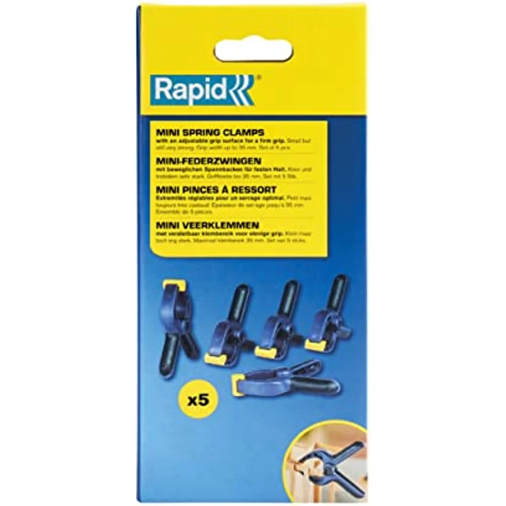 Rapid Federzwingen-Set, 5-teiliges Set mit gelben Spannbacken und Softgrip-Griffen für vielseitige Anwendungen – Bild 7