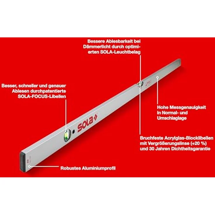 Sola Aluminium-Wasserwaage AV, 30 | 40 | 60 | 80 | 100 | 120 | 150 | 180 | 200 cm 180 cm – Bild 3