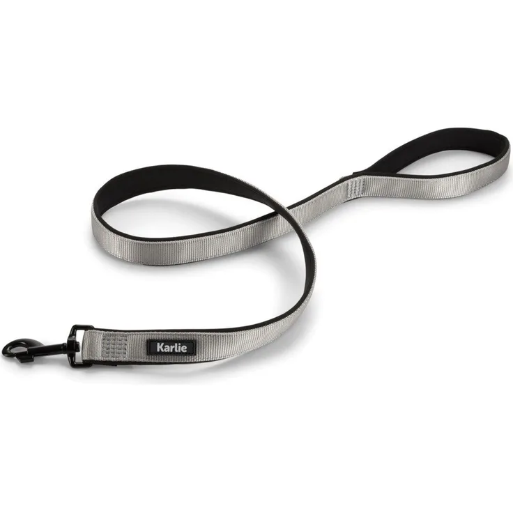 Karlie Hundeleine Art Sportiv Premium Leine grau, wetterfestes Nylon mit Neopren-Unterlegung