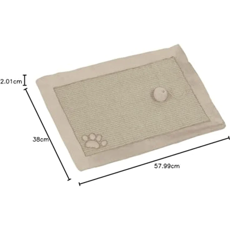 Nobby 63031-02 Kratzmatte, 58 x 38 cm, beige, Sisal Kratzfläche mit Spielkugel, wandmontierbar oder freistehend – Bild 2