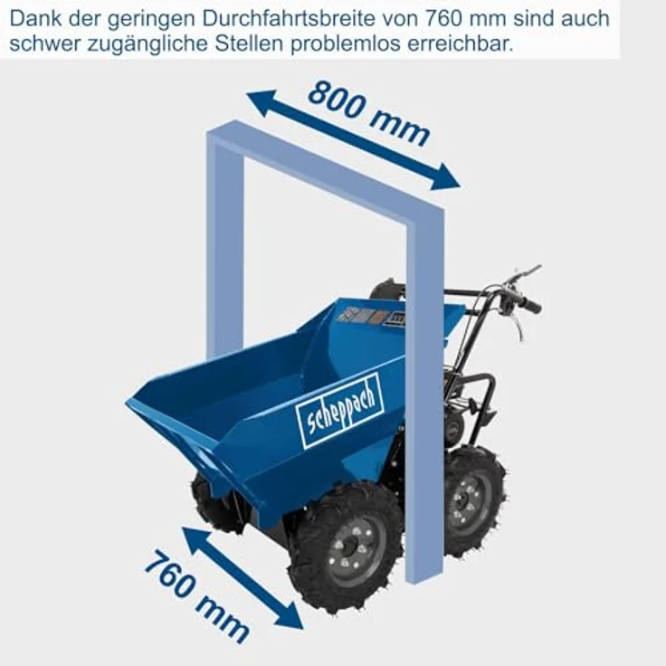Scheppach Benzin Dumper DP3000 Motorschubkarre | 300kg Traglast | 5,6 PS | 3-Vorwärts-/1-Rückwärtsgang | Allradantrieb | Muldenkipper Mini Motor-Schubkarre Mini-Raupe – Bild 4