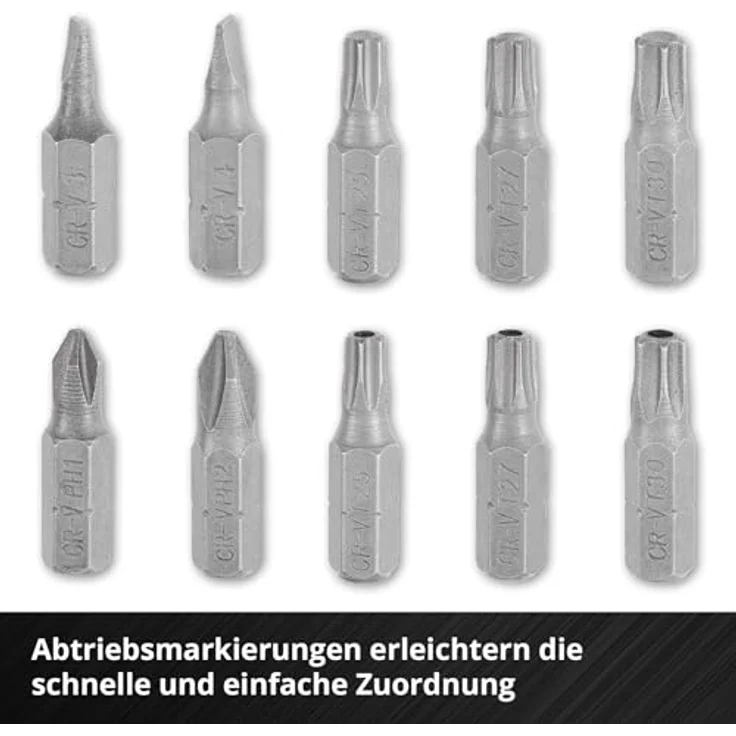 Einhell BELT CLIP 118495 Bit-Set 32-teilig, TORX, PZ, PH, Schlitz, Tamper, inkl. 60-mm-Bithalter, robustes Chrom Vanadium, kompakte Bit-Box mit Gürtelclip – Bild 4