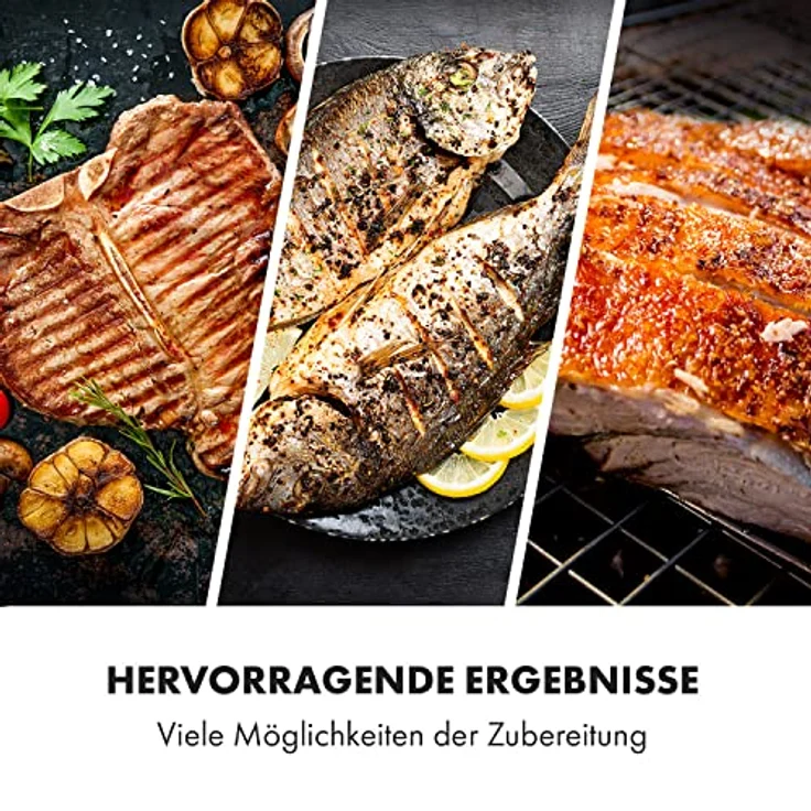 Klarstein Sauenland Mini, 2-in-1 Rotisserie Grill mit Motor, Edelstahl-Drehspieß und Grillfläche 55 x 29 cm, Holzkohlegrill mit Rollen – Bild 7