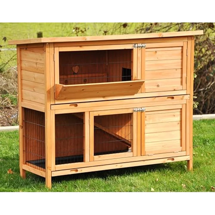 nanook Kaninchenstall Bommel Natur, mit Heuraufe, wetterfest, 122 x 50 x 103 cm – Bild 2