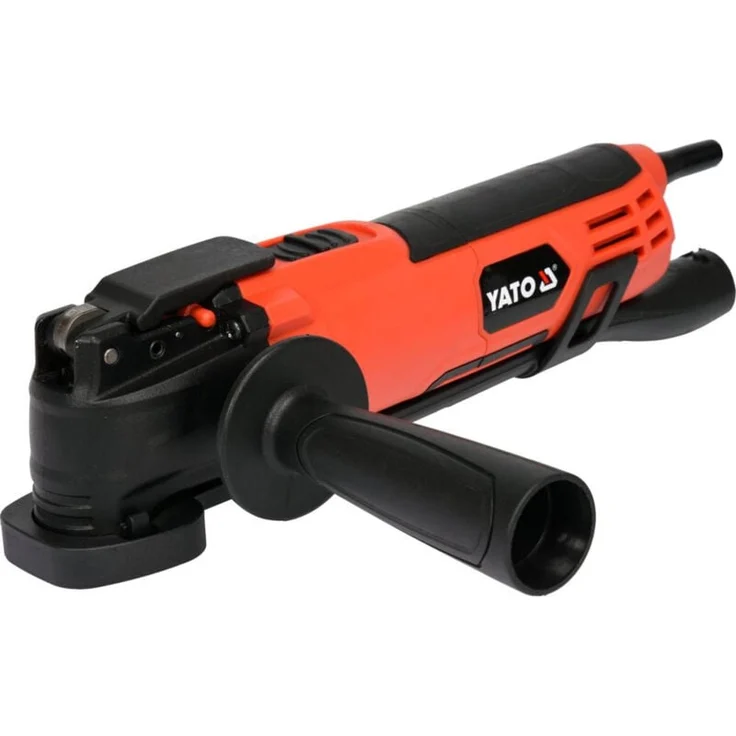 Yato YT-82223, oszillierendes Multitool, 500 W, 16000 OPM, Schwarz-Rot mit integriertem Licht und Schleifzubehör