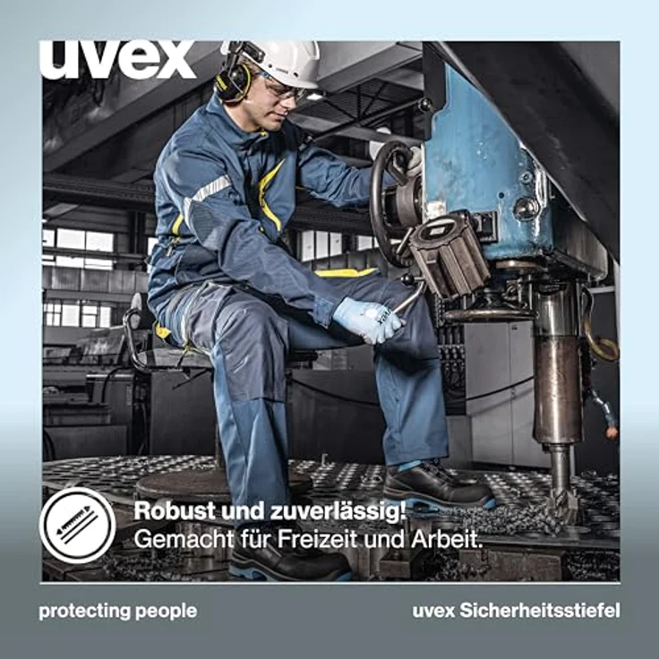 Uvex 2 Xenova Stiefel S3, Sicherheitsschuh mit metallfreier Kunststoffkappe, blau-schwarz, Größe 43 – Bild 7