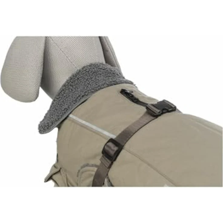 TRIXIE Hundemantel Mantel Rouen 2 in 1 sand, reflektierende Elemente und elastischer Bauchlatz – Bild 7