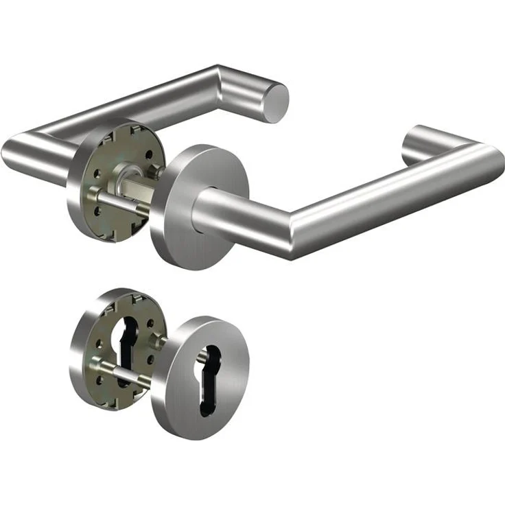Ogro Türgriff + Türgarnitur 8907/6501/6612, Feuerschutzgarnitur aus Aluminium für Türstärke 38 - 63 mm, PZ rund, DIN links/rechts, mit M5 TORX-Schrauben
