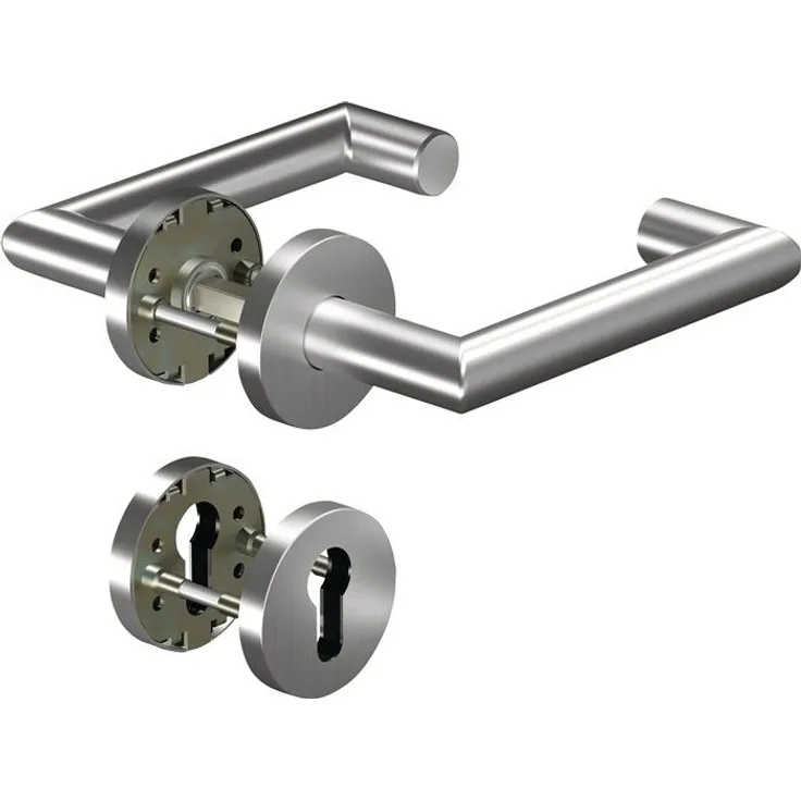 Ogro Türgriff + Türgarnitur 8907/6501/6612, Feuerschutzgarnitur aus Aluminium für Türstärke 38 - 63 mm, PZ rund, DIN links/rechts, mit M5 TORX-Schrauben