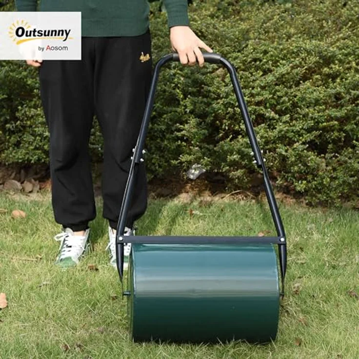 Outsunny Rasenwalze mit U-Griff, 40l Wasser/Sandfüllung, Metall, zur Gartenverarbeitung – Bild 2