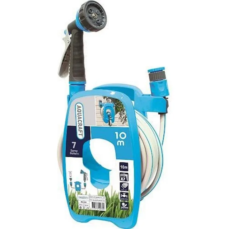 PROREGAL® Bewässerungssystem Mini Schlauchtrommel Set, 10m, mit 3/8 Zoll Schlauch und Kupplungen für Terrassen und kleine Gärten