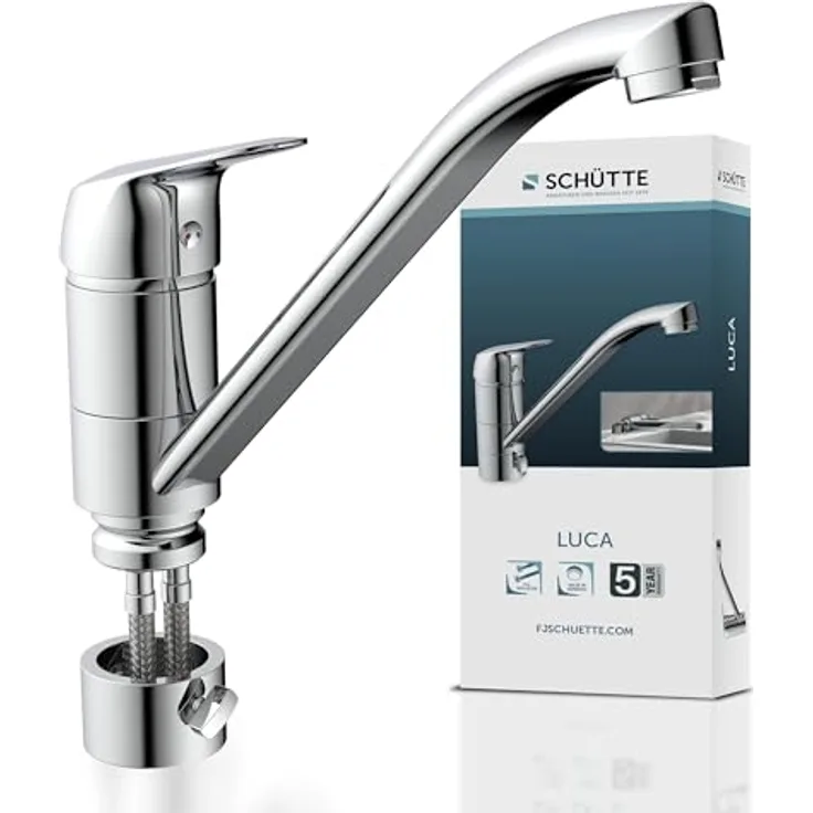 Schütte Spültischarmatur LUCA, Hochdruck Wasserhahn Küche für Unterfenster-Montage, chrom, 360° schwenkbar, Bajonett-Verschluss