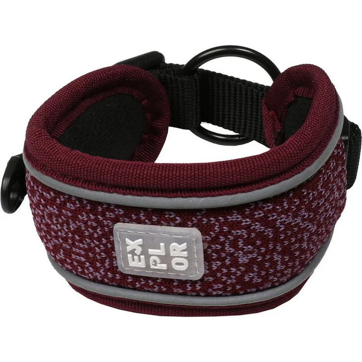 DUVO+ EXPLOR Ultimate Fit Control Halsband, Hunde-Halsband aus Neopren, plum purple, mit reflektierender Einfassung und Platz für Kontaktinformationen