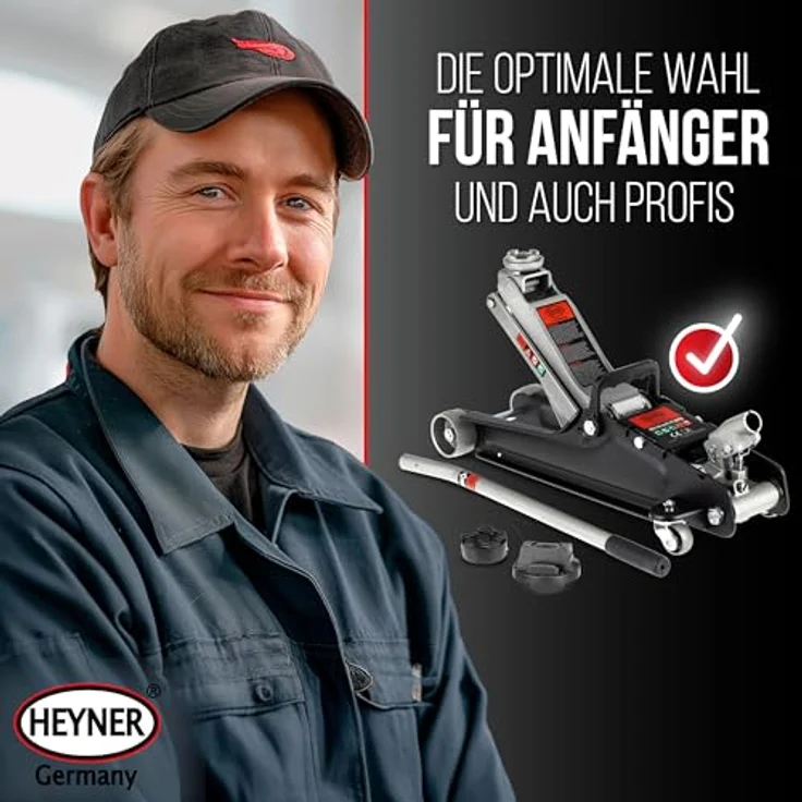 HEYNER® Hydraulik‑Rangierwagenheber Set 2,25 t, mit Mercedes Gummiauflage, 45 mm Gummiteller, pulverbeschichteter Stahl, leicht rangierbar – Bild 8