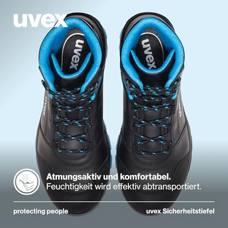 Uvex 2 Xenova Stiefel S3, Sicherheitsschuh mit metallfreier Kunststoffkappe, blau-schwarz, Größe 43 – Bild 6