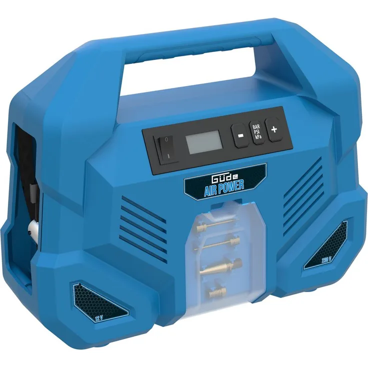 Güde Kompressor Dual Drive 12/230V 150 Watt, max 8 bar, tragbar - Leichter und handlicher Kompaktkompressor mit vielseitigem Zubehör