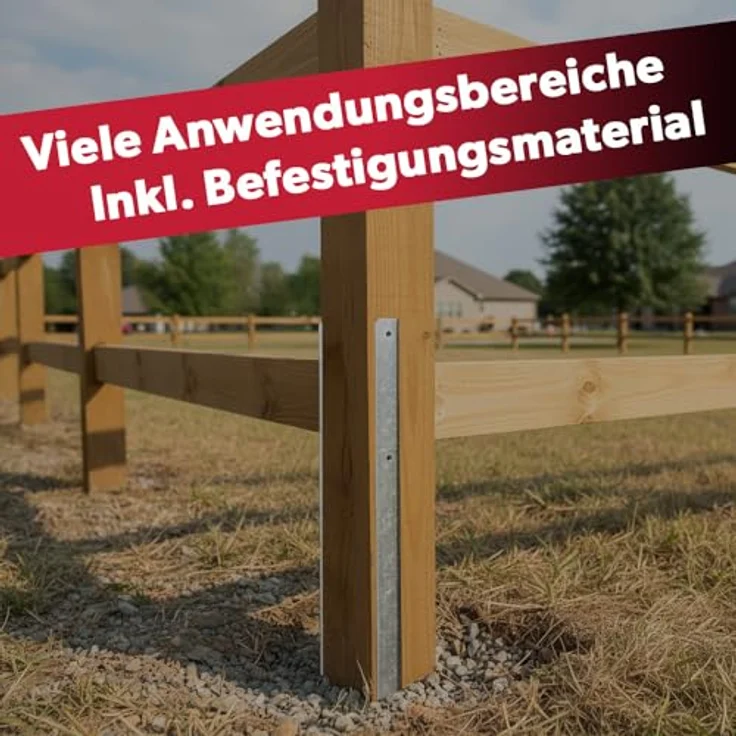 siwitec H-Pfostenträger 600 x 121 mm, feuerverzinkt, Materialstärke 5 mm, 6er Pack für Holzpfosten im Außenbereich, zum Einbetonieren – Bild 5
