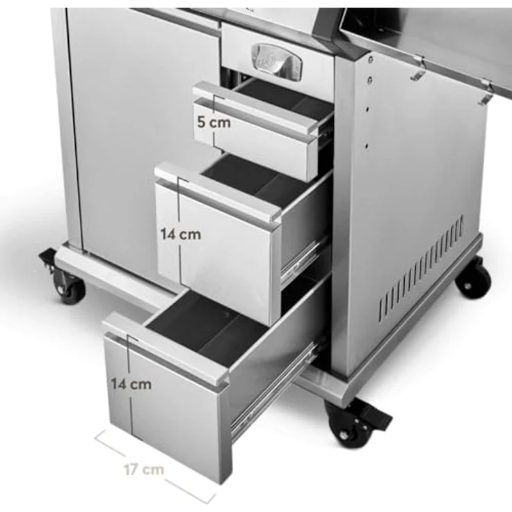 BURNHARD EARL 3-Brenner Gasgrill Edelstahl mit Heckbrenner, Gusseisen Grillrost, Infrarot Keramikbrenner und Abdeckhaube – Bild 4