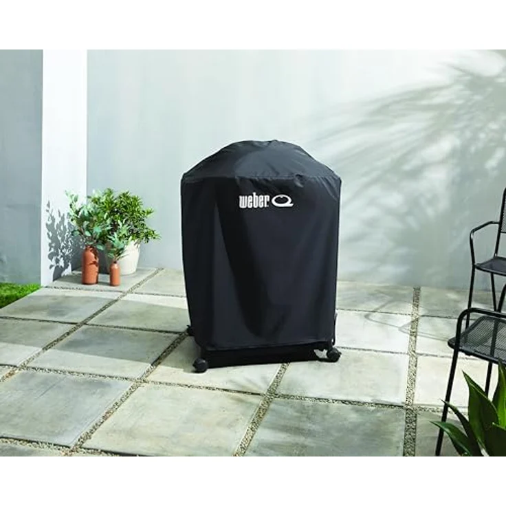Weber Grillabdeckung für Q1000N / Q2000N mit Wagen, atmungsaktiv, UV- & wasserabweisend, Schutz vor Wind & Wetter - Schwarz – Bild 4