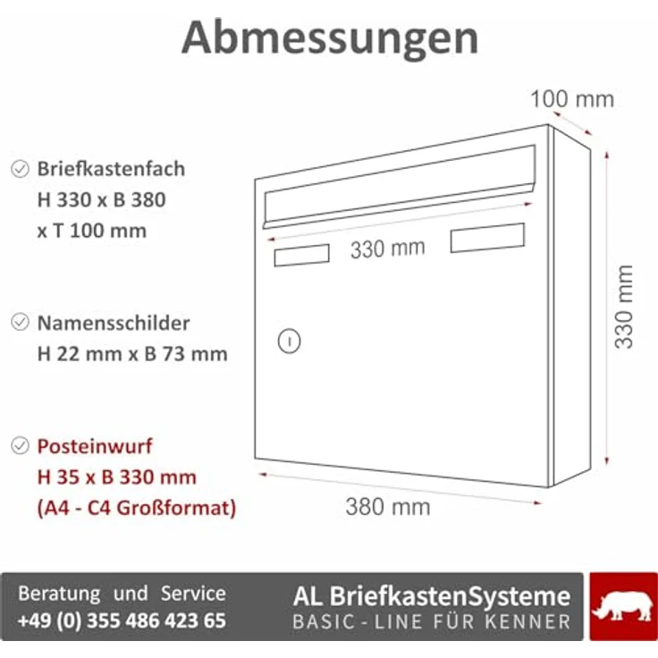 AL Briefkastensysteme Briefkasten blau RAL 5010 Basic 1er Briefkasten mit Namensschild und Schloss 1 Fach DIN A4 wetterfest - Postkasten Mailbox  – Bild 5