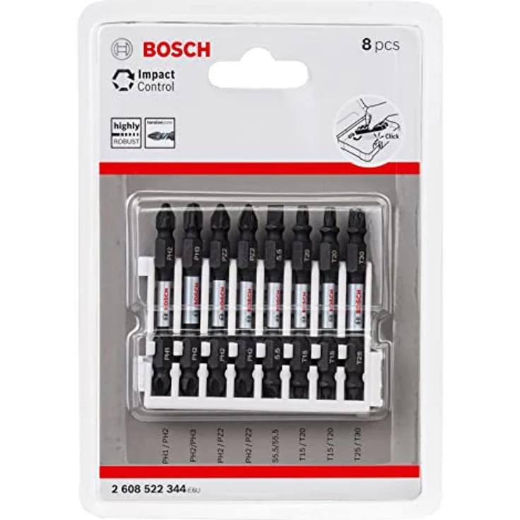 Bosch Professional Accessories 2608522344 Bosch Professional 8tlg. Schrauber Set (Impact Control, T-PZ-PH-SL Bits-Länge: 65mm, Pick and Click) – Bild 3