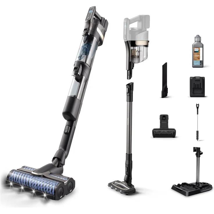 Philips Nass-Trocken-Akkusauger AquaTrio Cordless 9000 Series XW9463/11, 48,6 W, beutellos, 3-in-1 Reinigungslösung, automatisches Reinigungssystem